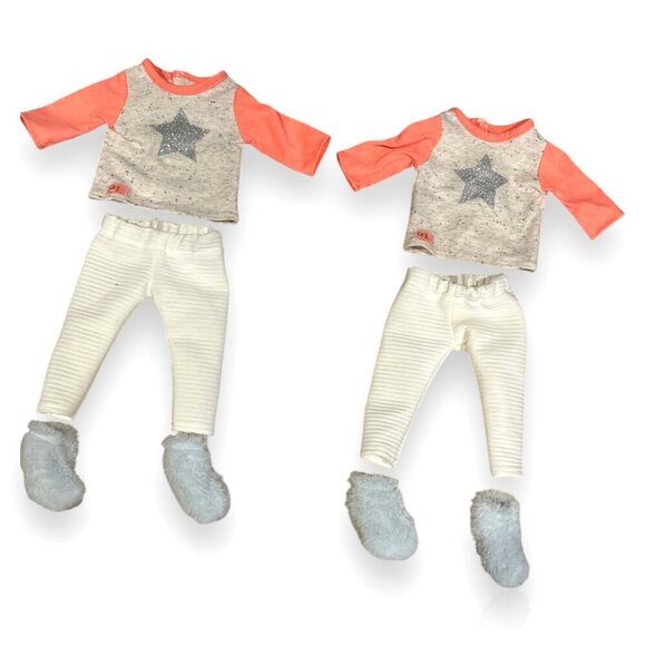 Our Generation Doll Clothes Set Of 2 Identical Outfits With Pants Tops & A Pair - Picture 1 of 7
